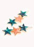 Marbelized Star Trio Clip - Colors: Green Emerald Night & Peach Travertino